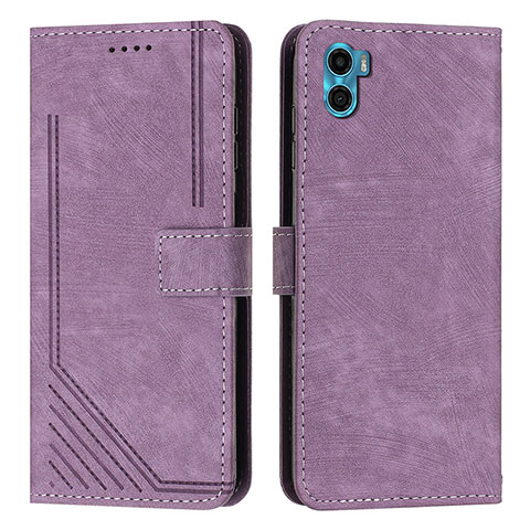 Coque Portefeuille Livre Cuir Etui Clapet Y07X pour Motorola Moto E22S Violet