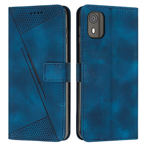 Coque Portefeuille Livre Cuir Etui Clapet Y07X pour Nokia C02 Bleu