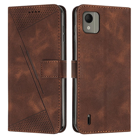 Coque Portefeuille Livre Cuir Etui Clapet Y07X pour Nokia C110 Marron