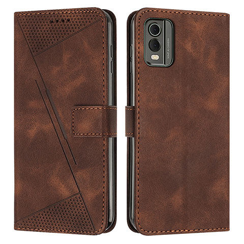 Coque Portefeuille Livre Cuir Etui Clapet Y07X pour Nokia C210 Marron