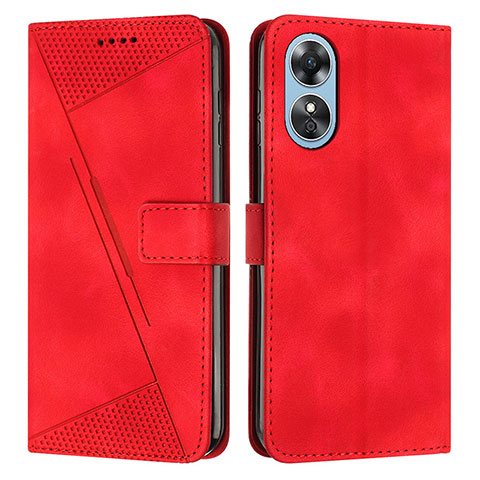 Coque Portefeuille Livre Cuir Etui Clapet Y07X pour Oppo A17 Rouge