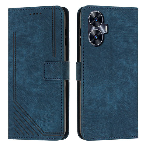 Coque Portefeuille Livre Cuir Etui Clapet Y07X pour Realme C55 Bleu