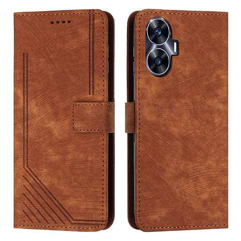 Coque Portefeuille Livre Cuir Etui Clapet Y07X pour Realme C55 Marron