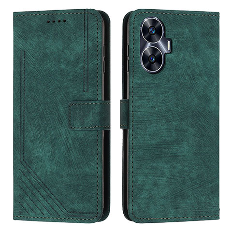 Coque Portefeuille Livre Cuir Etui Clapet Y07X pour Realme C55 Vert