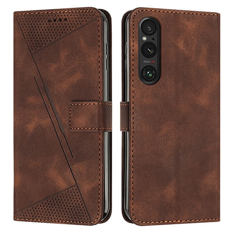 Coque Portefeuille Livre Cuir Etui Clapet Y07X pour Sony Xperia 1 V Marron