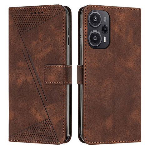 Coque Portefeuille Livre Cuir Etui Clapet Y07X pour Xiaomi Poco F5 5G Marron