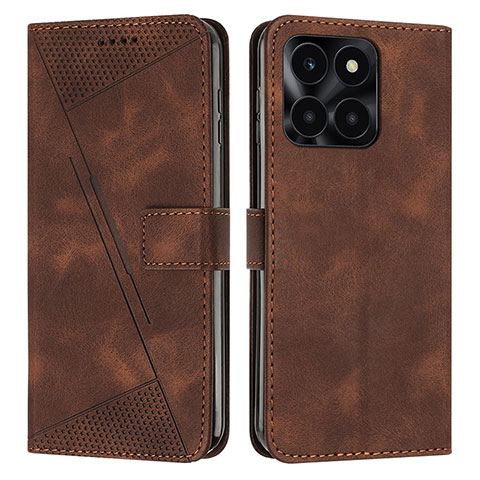 Coque Portefeuille Livre Cuir Etui Clapet Y08X pour Huawei Honor X6a Marron