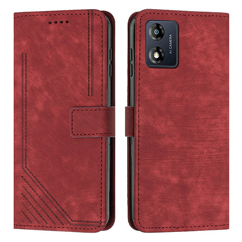 Coque Portefeuille Livre Cuir Etui Clapet Y08X pour Motorola Moto E13 Rouge