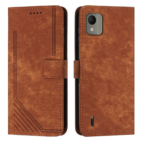 Coque Portefeuille Livre Cuir Etui Clapet Y08X pour Nokia C110 Marron