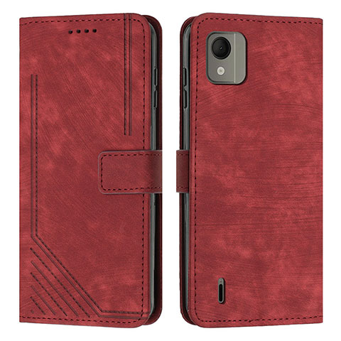 Coque Portefeuille Livre Cuir Etui Clapet Y08X pour Nokia C110 Rouge