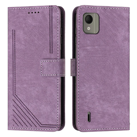 Coque Portefeuille Livre Cuir Etui Clapet Y08X pour Nokia C110 Violet