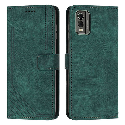 Coque Portefeuille Livre Cuir Etui Clapet Y08X pour Nokia C210 Vert