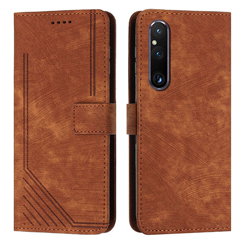 Coque Portefeuille Livre Cuir Etui Clapet Y08X pour Sony Xperia 1 V Marron