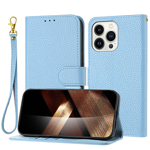 Coque Portefeuille Livre Cuir Etui Clapet Y09X pour Apple iPhone 14 Pro Bleu