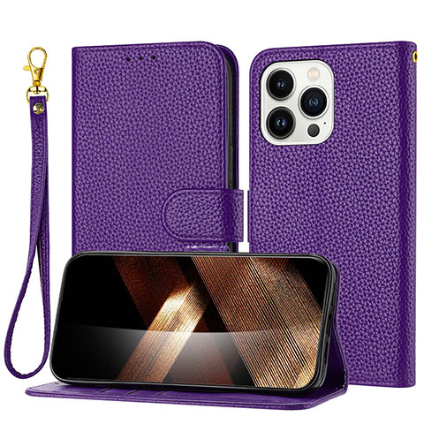 Coque Portefeuille Livre Cuir Etui Clapet Y09X pour Apple iPhone 14 Pro Max Violet