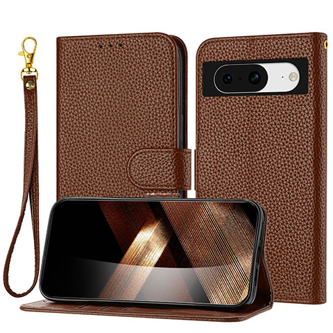 Coque Portefeuille Livre Cuir Etui Clapet Y09X pour Google Pixel 8 5G Marron