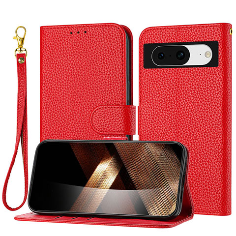 Coque Portefeuille Livre Cuir Etui Clapet Y09X pour Google Pixel 8 5G Rouge