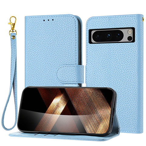 Coque Portefeuille Livre Cuir Etui Clapet Y09X pour Google Pixel 8 Pro 5G Bleu