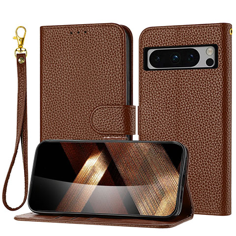 Coque Portefeuille Livre Cuir Etui Clapet Y09X pour Google Pixel 8 Pro 5G Marron