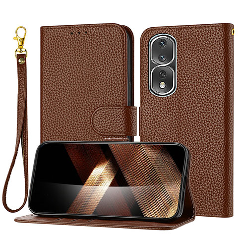 Coque Portefeuille Livre Cuir Etui Clapet Y09X pour Huawei Honor 80 Pro 5G Marron