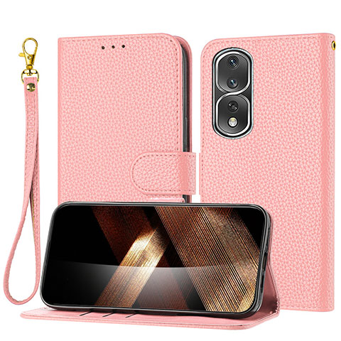 Coque Portefeuille Livre Cuir Etui Clapet Y09X pour Huawei Honor 80 Pro 5G Or Rose