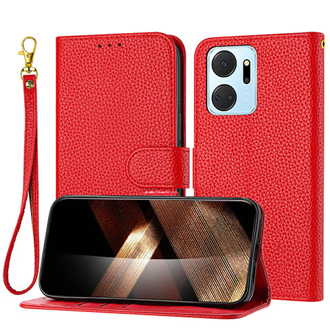 Coque Portefeuille Livre Cuir Etui Clapet Y09X pour Huawei Honor X7a Rouge