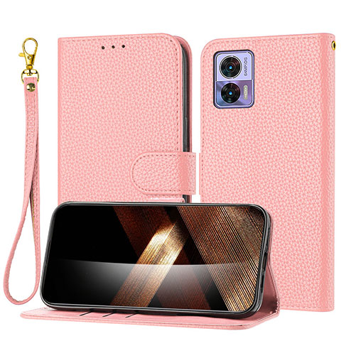 Coque Portefeuille Livre Cuir Etui Clapet Y09X pour Motorola Moto Edge 30 Lite 5G Or Rose