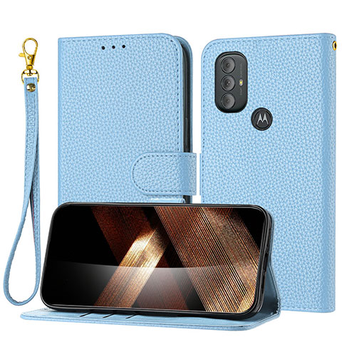 Coque Portefeuille Livre Cuir Etui Clapet Y09X pour Motorola Moto G Play (2023) Bleu