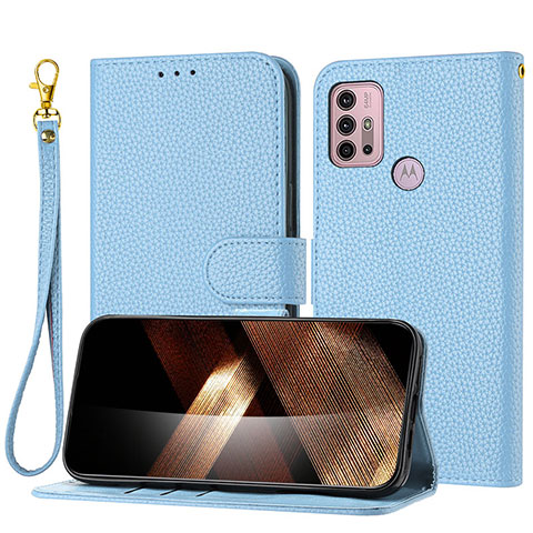 Coque Portefeuille Livre Cuir Etui Clapet Y09X pour Motorola Moto G10 Bleu