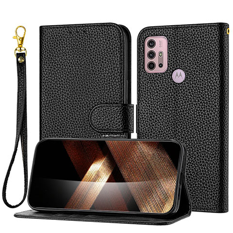 Coque Portefeuille Livre Cuir Etui Clapet Y09X pour Motorola Moto G10 Power Noir