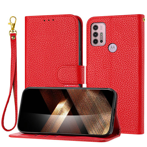 Coque Portefeuille Livre Cuir Etui Clapet Y09X pour Motorola Moto G10 Power Rouge