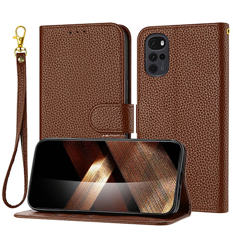 Coque Portefeuille Livre Cuir Etui Clapet Y09X pour Motorola Moto G22 Marron