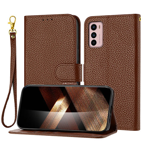 Coque Portefeuille Livre Cuir Etui Clapet Y09X pour Motorola Moto G42 Marron