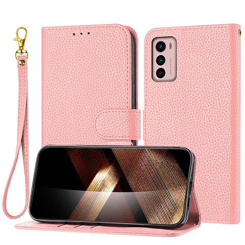 Coque Portefeuille Livre Cuir Etui Clapet Y09X pour Motorola Moto G42 Or Rose