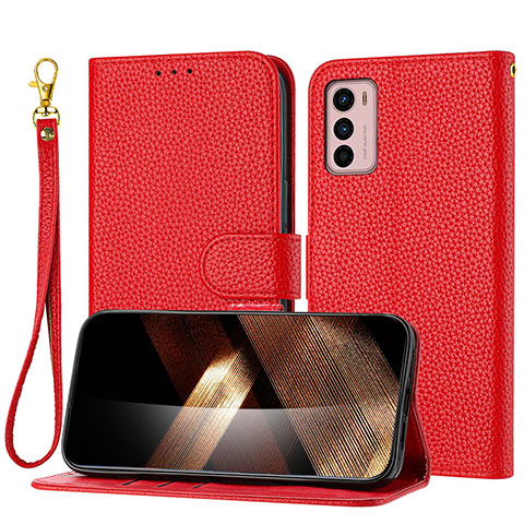 Coque Portefeuille Livre Cuir Etui Clapet Y09X pour Motorola Moto G42 Rouge