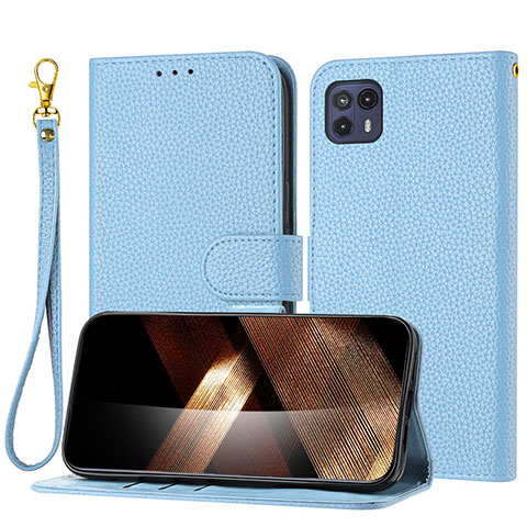 Coque Portefeuille Livre Cuir Etui Clapet Y09X pour Motorola Moto G50 5G Bleu