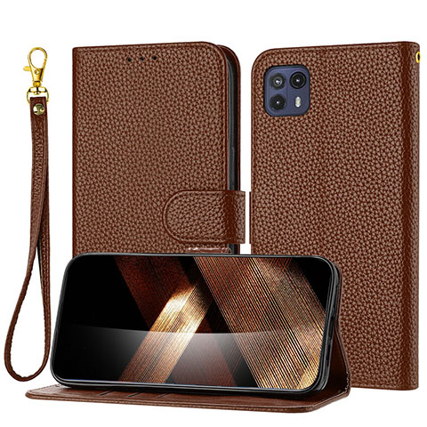 Coque Portefeuille Livre Cuir Etui Clapet Y09X pour Motorola Moto G50 5G Marron