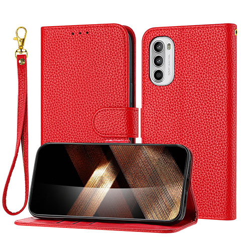 Coque Portefeuille Livre Cuir Etui Clapet Y09X pour Motorola MOTO G52 Rouge