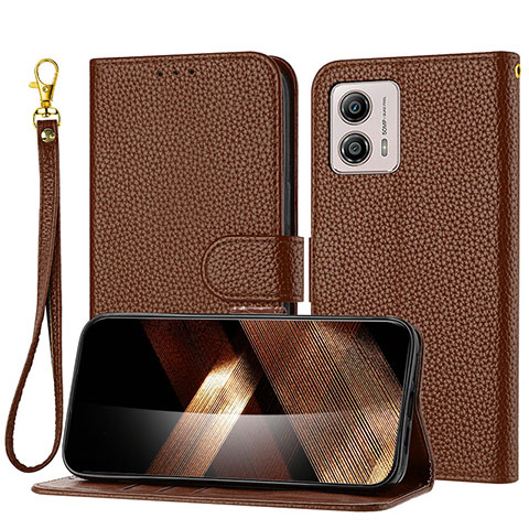 Coque Portefeuille Livre Cuir Etui Clapet Y09X pour Motorola Moto G53j 5G Marron