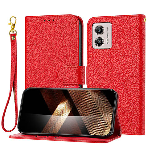 Coque Portefeuille Livre Cuir Etui Clapet Y09X pour Motorola Moto G53j 5G Rouge