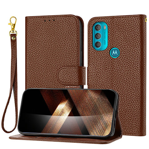 Coque Portefeuille Livre Cuir Etui Clapet Y09X pour Motorola Moto G71 5G Marron