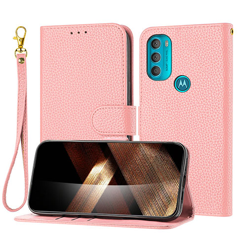 Coque Portefeuille Livre Cuir Etui Clapet Y09X pour Motorola Moto G71 5G Or Rose