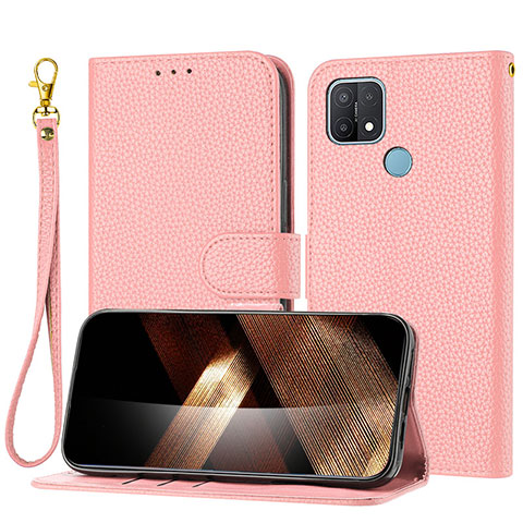 Coque Portefeuille Livre Cuir Etui Clapet Y09X pour Oppo A15 Or Rose