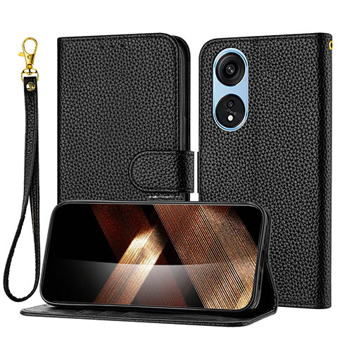 Coque Portefeuille Livre Cuir Etui Clapet Y09X pour Oppo A17 Noir