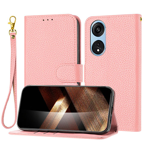 Coque Portefeuille Livre Cuir Etui Clapet Y09X pour Oppo A17 Or Rose