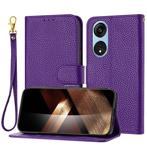 Coque Portefeuille Livre Cuir Etui Clapet Y09X pour Oppo A17 Violet