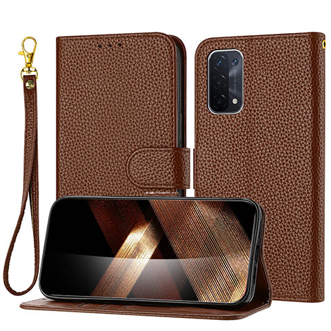 Coque Portefeuille Livre Cuir Etui Clapet Y09X pour Oppo A54 5G Marron