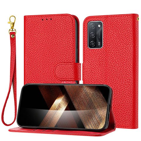 Coque Portefeuille Livre Cuir Etui Clapet Y09X pour Oppo A55 5G Rouge