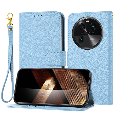 Coque Portefeuille Livre Cuir Etui Clapet Y09X pour Oppo Find X6 5G Bleu