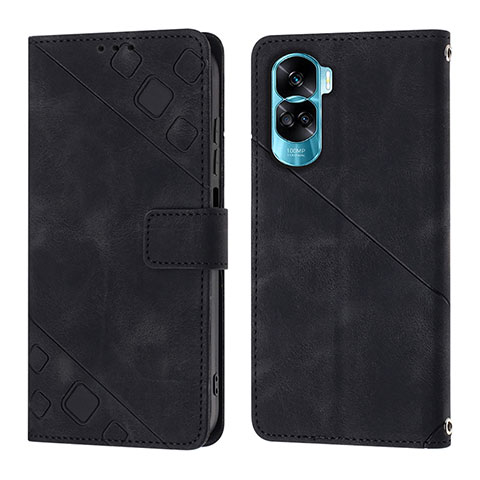 Coque Portefeuille Livre Cuir Etui Clapet YB1 pour Huawei Honor 90 Lite 5G Noir